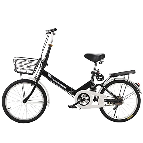 Folding Bike : Agoinz Mountain Bike Folding Bike, Variable Speed Bicycle, Black Shock Absorbing, With Back Seat And Basket, Running On The Highway, Lightweight And Stylish