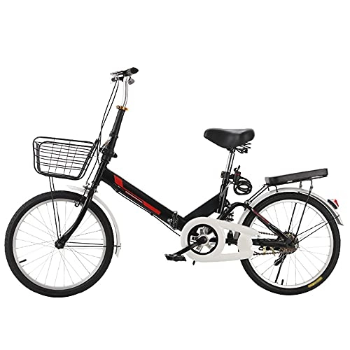 Folding Bike : Agoinz Mountain Bike Folding Black Bike Shock Absorbing, With Back Seat And Basket, Variable Speed Bicycle, Lightweight And Stylish