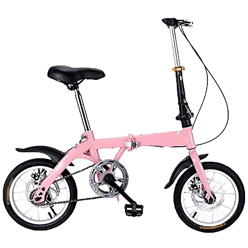 Folding Bike : Agoinz Mountain Bike Pink Bicycl Dustproof Wear-resistant, Effortless Riding, Breathable And Smooth Soft Cushion, Tires Low Friction 16 Inches Folding Bike