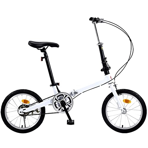 Folding Bike : Agoinz Mountain Bike White Bicycl 16" Dustproof Wear Resistant, Effortless Riding Folding Bike, Breathable And Smooth Soft Cushion, Tires Low Friction