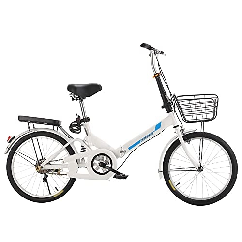 Folding Bike : Agoinz Mountain Bike White Bicycle, Lightweight And Stylish, Folding Bike ​Shock ​Absorbing, Variable Speed Running On The Highway, With Back Seat