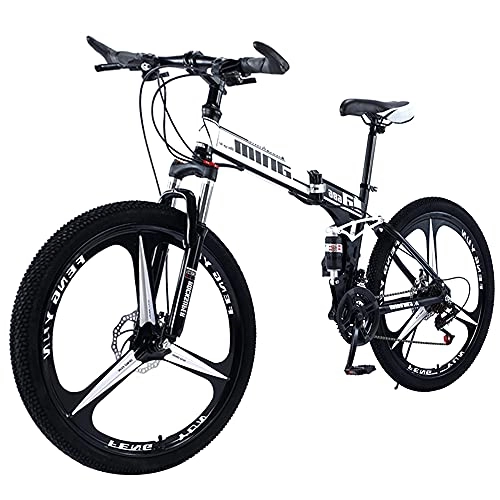 Folding Bike : Agoinz Mountain Bike White Bikes Fast Folding Ergonomic Lightweight Sport With Anti Slip Wear Resistant, For Men Or Women Wheel Dual Bike