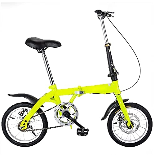 Folding Bike : Agoinz Mountain Bike Yellow Bicycle Variable Speed Folding Bike Thickened High Carbon Steel Frame, Adjustable Saddle, Handlebar, Wear-resistant Tires