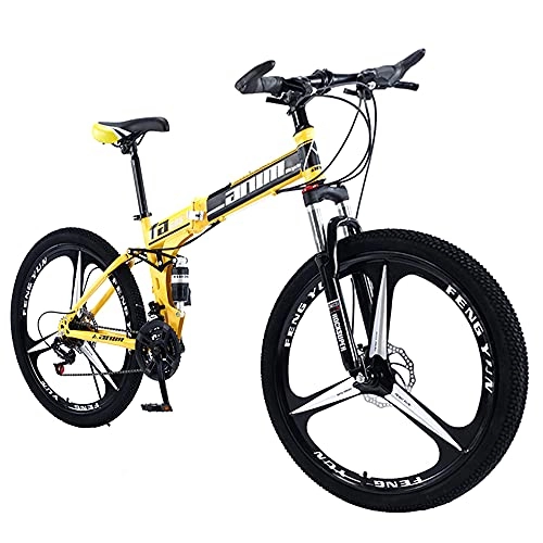 Folding Bike : Agoinz Mountain Bike Yellow Bikes Dual Bike 27 Speeds Sport, Fast Folding Ergonomic Lightweight, With Anti Slip Wear Resistant, For Men Or Women Wheel