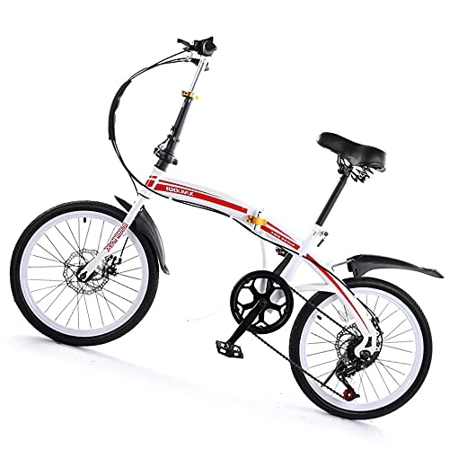 Folding Bike : Agoinz Mountain Bikes Red Cycling, Sensitive Fast Folding Six Level Shifting, Thickened High Carbon Steel Material, Ergonomic For Adults Men Women, For 20 Inch