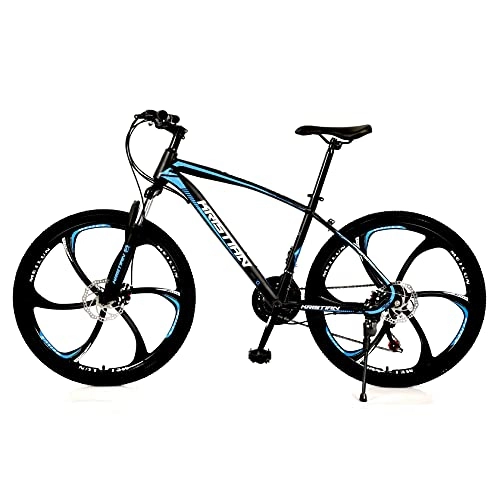 Folding Bike : Agoinz Six-blade Mountain Bike 30-speed Gearbox, 25-inch Wheel Folding Bike, Strong Shock Absorption, Stable Driving, 173cm Long, Suitable For City Travel And Tourism, Blue