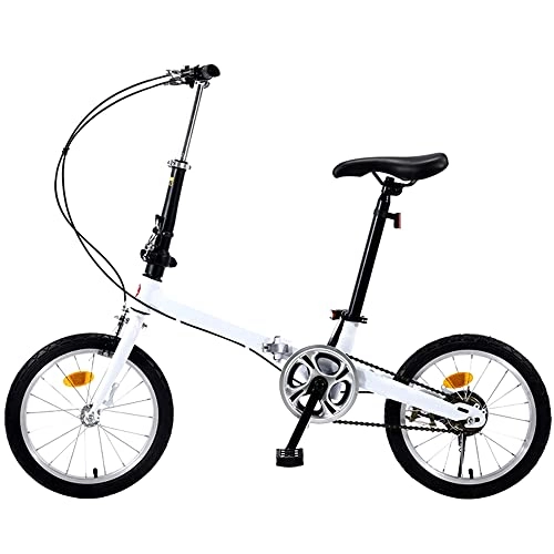 Folding Bike : Agoinz White Bicycl Mountain Bike 16" Dustproof Wear Resistant, Effortless Riding Folding Bike, Breathable And Smooth Soft Cushion, Tires Low Friction