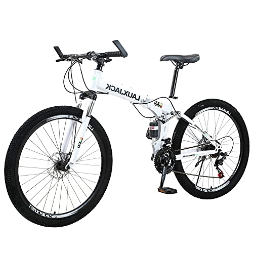 Folding Bike : Agoinz White Bicycle Mountain Bike, Small Space Occupation, Ergonomic Comfortable And Beautifu, Folding ​easy To Fold, Anti-skid Tires, Suitable For Mountains And Streets
