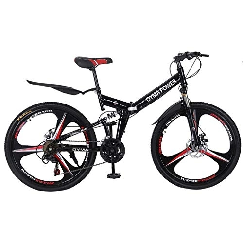 Folding Bike : AGrAdi Adult Road Bikes Mountain Bikes26 Inch Folding Mountain Bike with 21 Speed 3 Spoke Wheels and Shifter High Carbon Steel Frame, Double Disc Brake& Dual Full Suspension Anti-Slip for Men& (A3)