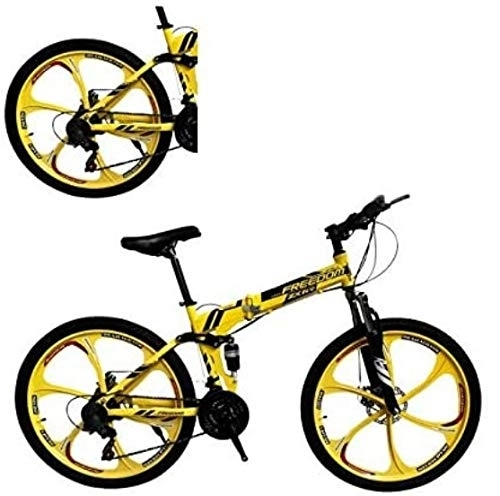 Folding Bike : AGrAdi Adult Road Racing Bike 26 Inch Folding Mountain Bike Bicycle Dual Disc Brakes Full Suspension Non-Slip MTB Bikes, 3 Spoke Wheels, Lightweight for Men Women Bicycle (B)