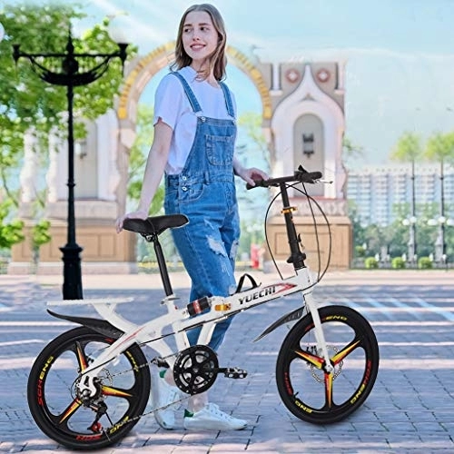 Folding Bike : AGrAdi Adult Road Racing Bike Folding Bikes, Mountain Bike, 20in 7 Speed ?City Folding High Tensile Leisure Lightweight Aluminum Compact Bike Outdoor Bikes for Men Women (A)