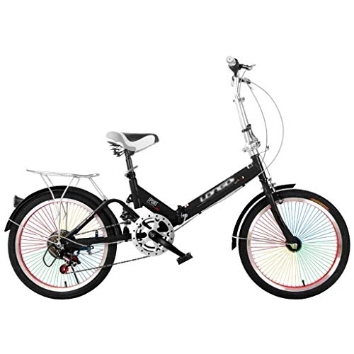 Folding Bike : AGWa Household Leisure Bicycle Boy and Girl Outdoor Bicycle Male and Female Adult Folding Bicycle, Black, 20inch