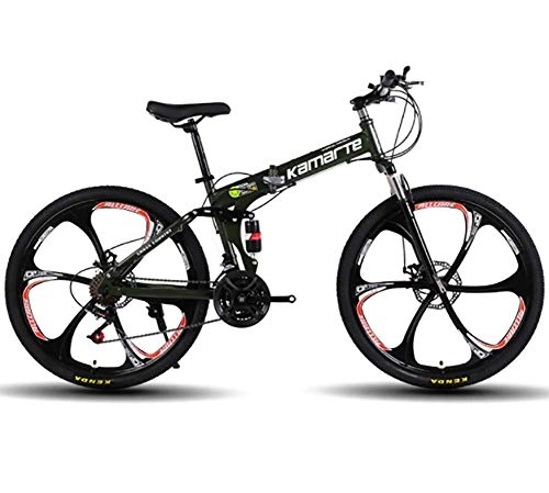 Folding Bike : AI-QX Bicycle, 26 Inch Mountain Bike, Foldable, Shimano Shifting, Front And Rear Mechanical Disc Brakes, 160Cm-195Cm, 15KG, Mountain Road / Highway, BMX, Green, 24Speed
