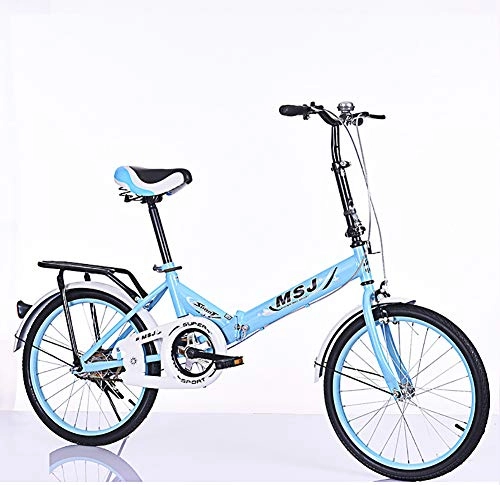 Folding Bike : AI-QX Bikes First Class Folding City bike 20" Comfort Saddle Ladies Cruiser Bike with Basket, Blue