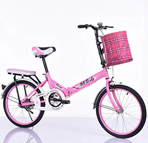 Folding Bike : AI-QX Bikes First Class Folding City bike 20" Comfort Saddle Ladies Cruiser Bike with Basket, Pink
