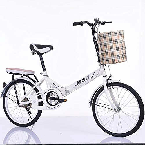 Folding Bike : AI-QX Bikes First Class Folding City bike 20" Comfort Saddle Ladies Cruiser Bike with Basket, White