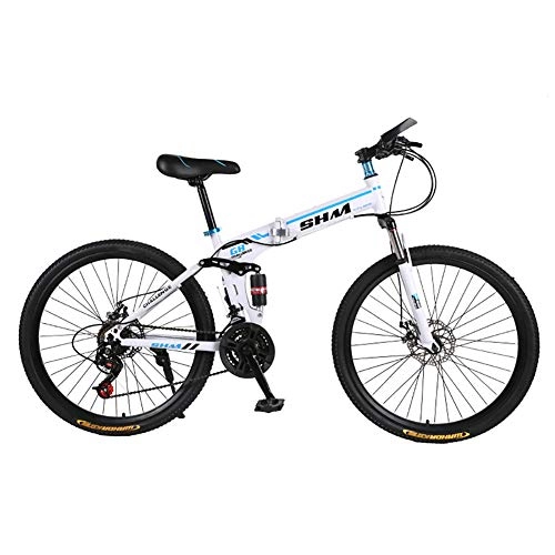 Folding Bike : AI-QX Mountain bike, folding shift 26 inch, 21 speed, adult men and women cross country racing, BMX, Blue