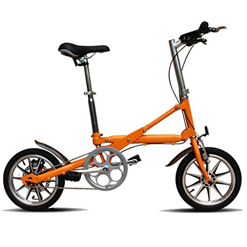 Folding Bike : AIAIⓇ Folding bike bicycle high carbon steel 35cm wheel shifting disc brakes light men and women walking bicycle - orange