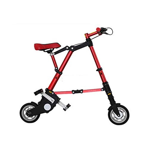 Folding Bike : AIAIⓇ Mini folding bicycle aluminum folding bike bicycle - red short version - suitable for people under 1.65