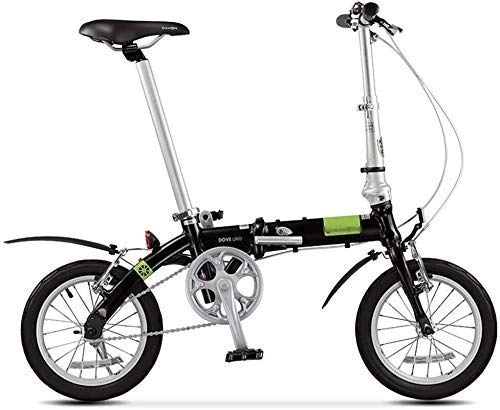 Folding Bike : AJH Folding Bikes Bicycle Folding Portable Bike Outdoor Mountain Bike 14inch Wheel (Color: Black-A, Size: 14inch)