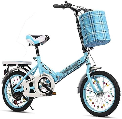 Folding Bike : AJH Folding Bikes Folding Bicycle Student Portable Bicycle High Carbon Steel Folding Bicycle Speed Shifting Bicycle 20 Inch, (long Distance Ride)