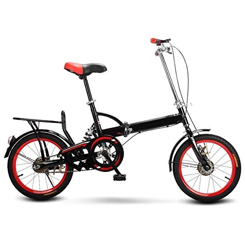 Folding Bike : All-Purpose Foldable Bicycle, 16 Inch 6 Speed ​​City Folding Compact Suspension Bike High Carbon Steel Bicycle Urban Commuters for Boy and Girls Easy to Store in Caravan, Black
