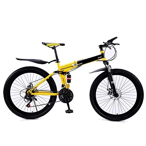 Folding Bike : All-Purpose Foldable Mountain Bike 26 Inches, MTB Bicycle with Spoke Wheel 21 / 24 / 27 Speed Gear Bike Spokes for Adult Ladies Men Unisex, 21 stage shift