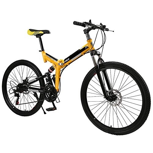 Folding Bike : All-Purpose Foldable Sports / Mountain Bike 24 / 26 Inches, Men's Mountain Bikes, Mountain Bicycle with Front Suspension Adjustable Seat, 27 Speed, 24 Inchs