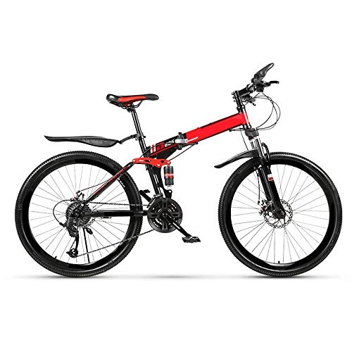 Folding Bike : All-Purpose Mountain Bikes, Folding High Carbon Steel Frame 26 Inch Variable Speed Double Shock Absorption Bicycle, Suitable for People with A Height of 140-170Cm, 21 stage shift