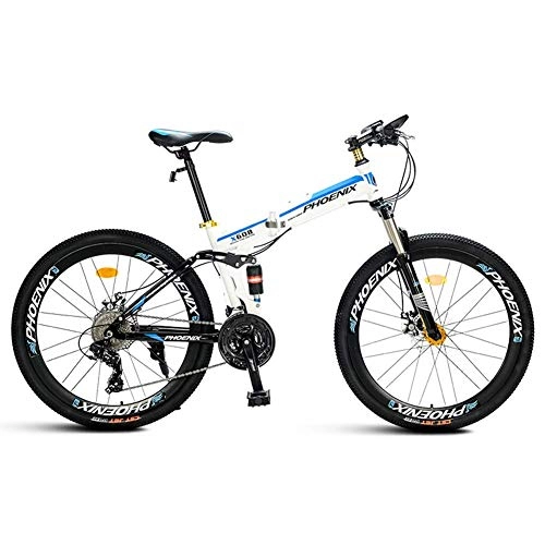 Folding Bike : All Terrain Mountain Bike, Foldable Portable 26" Full Suspension High Carbon Steel Cross Country Bicycle Double Shock Absorption Double Disc Brake One Wheel Bicycle Unisex