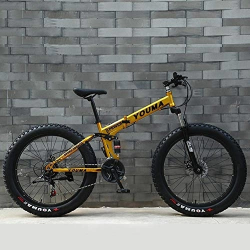 Folding Bike : All Terrain Mountain Bike, Mountain Bike, Quick Folding 26" High Carbon Steel Double Shock Absorption Bicycle 27 Speed 4.0 Super Wide Tire Off Road Transmission