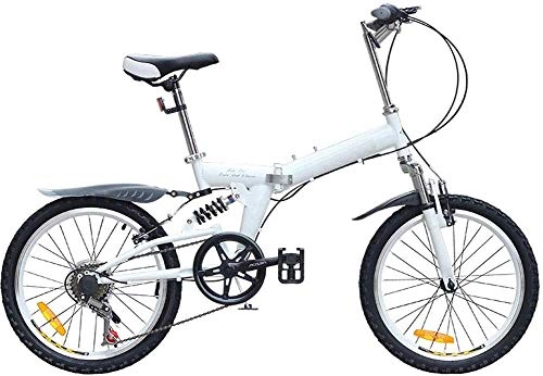 Folding Bike : Allamp 20-Inch Folding Speed Bicycle Folding Mountain Bike Double V Brake System Front And Rear Shock-Shift Bicycle