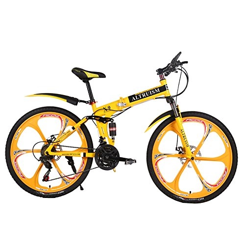 Folding Bike : Altruism 26-inch Mountain Bike For Men And Women With Front And Rear Disc Brake, X9, yellow