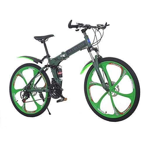 Folding Bike : ALTRUISM Mountain Bikes 26 Inch Folding Bicycle 21 Speed Mens Bike With Disc Brakes Bikes For Womens (ArmyGreen)