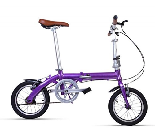 Folding Bike : Aluminum Alloy Folding Bicycle Bike High School Bicycle Light Adult Bicycle Pedal Bicycle Gift Car, Purple-14in