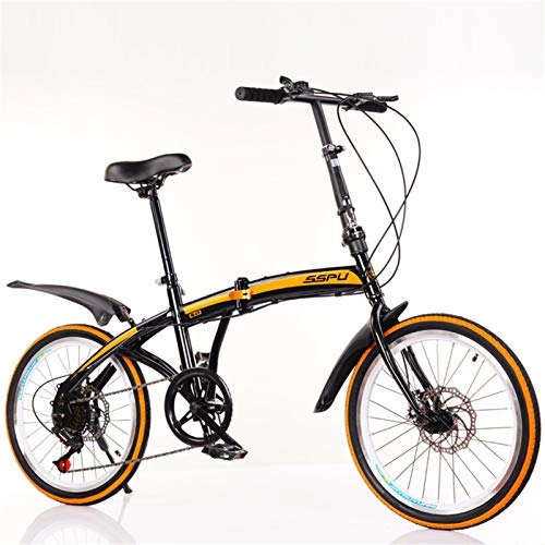 Folding Bike : ALUNVA Adult Folding Bike, 20-inch Wheels Compact Bike, City Commuter Bicycle, Mini Lightweight Foldable Bicycle, Portable Bicycle-Black 155x105cm(61x41inch)