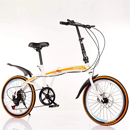 Folding Bike : ALUNVA Adult Folding Bike, 20-inch Wheels Compact Bike, City Commuter Bicycle, Mini Lightweight Foldable Bicycle, Portable Bicycle-White 155x105cm(61x41inch)