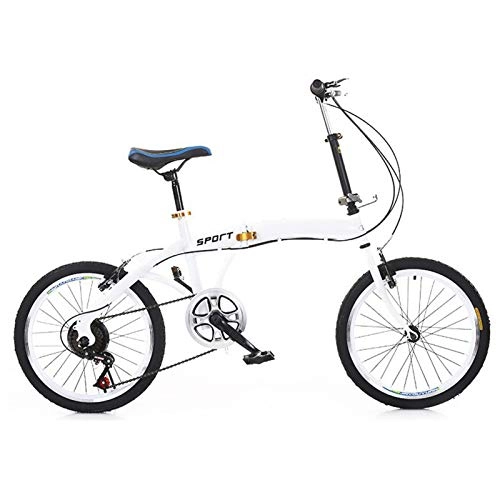 Folding Bike : ALUNVA Adult Folding Bike, 20inch Wheels Mini Lightweight Foldable Bicycle, Portable Bicycle, City Riding Bicycle-White 20inch