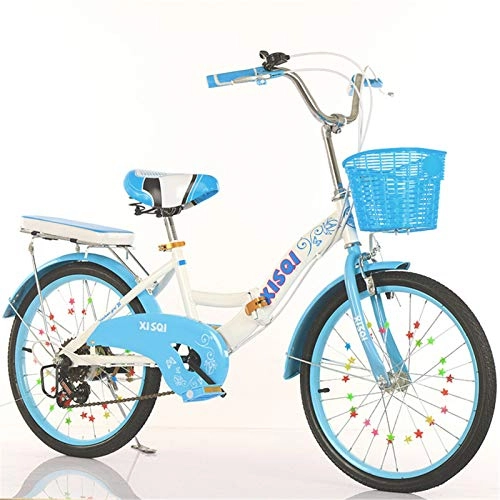 Folding Bike : ALUNVA Compact Bike, Portable Bicycle, Mini Lightweight Foldable Bicycle, Kid Bike, Folding Bicycle, Blue Black-Blue 4 22inch