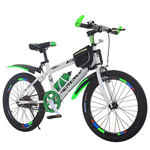 Folding Bike : AMEA 20 / 22 Inch Single Speed Folding Bicycle for Child, Mountain Bike, Full Suspension Mountain Bike, Steel Frame Bikes Portable Traditional Commuter University Road Bicycle, Green, 20 inch