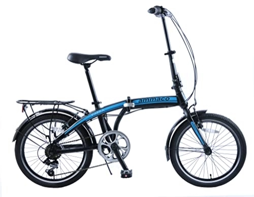 Folding Bike : Ammaco. Pakka 20" Wheel Folding City Commuter Holiday Caravan Folder Bike 6 Speed Blue / Black