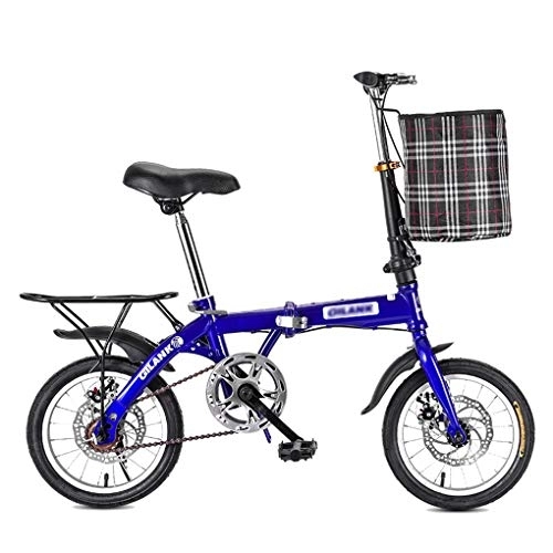 Folding Bike : AOHMG 20'' Folding Bike, 7-Speed Lightweight Steel Frame Compact Commuter Foldable City Bicycle, with Anti-Skid Wear-Resistant Tire, Blue