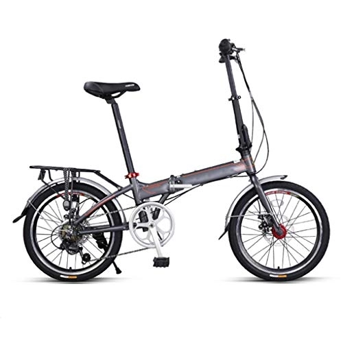 Folding Bike : AOHMG 20'' Folding Bike for Adults Lightweight, 7-Speed Shimano Gears Aluminum Frame Unisexe Foldable City Bicycle, with Fenders / Rear Rack, Black