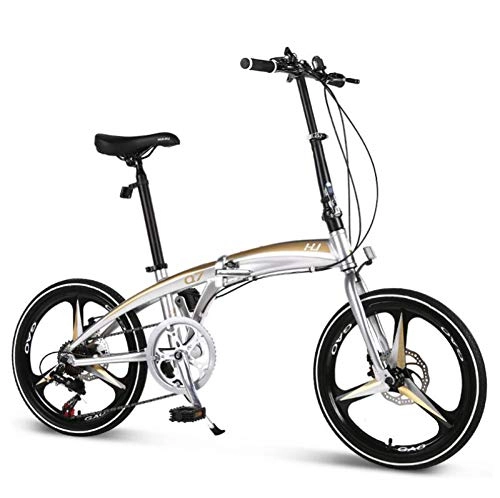 Folding Bike : AOHMG Foldable Bike Adult Folding Bike, 7- Speeds Derailleur Lightweight Durable Frame