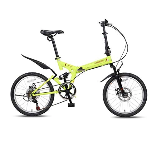 Folding Bike : AOHMG Folding Bike Adult Lightweight, 7-Speed Mountain Foldable Bike With Fenders, Green_20in