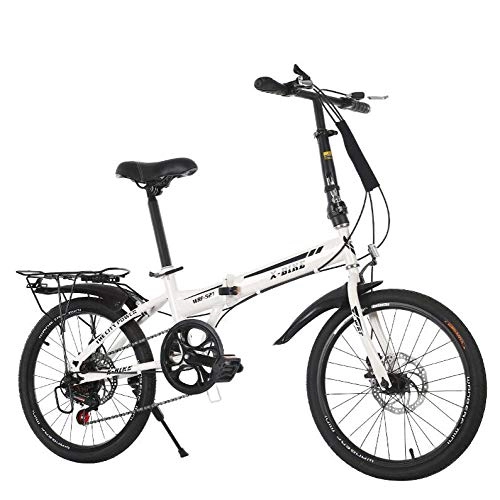 Folding Bike : AOHMG Folding Bike Adult Lightweight Folding Bicycle, 6-Speeds Derailleur Comfort Saddle