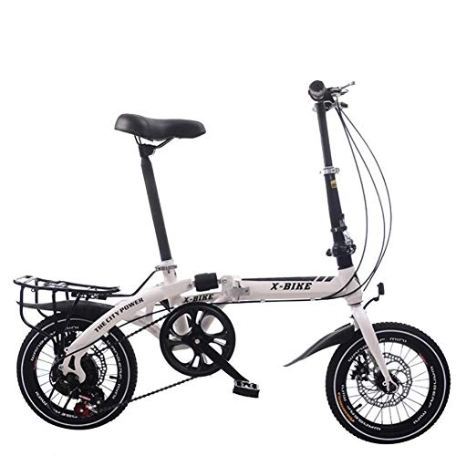 Folding Bike : AOHMG Folding Bikes for Adults Lightweight, 6-Speed Folding Bicycle With Comfort Saddle Fenders