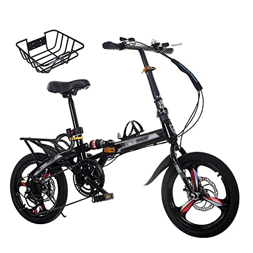 Folding Bike : Aoyo 20-inch Folding Bicycle Can Be Put In The Trunk, Ultra-light Portable Bicycles For Men And Women(Size:Variable speed black-single shock absorber)