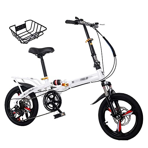 Folding Bike : Aoyo 20-inch Folding Bicycle Can Be Put In The Trunk, Ultra-light Portable Bicycles For Men And Women(Size:Variable speed white-double shock absorption)