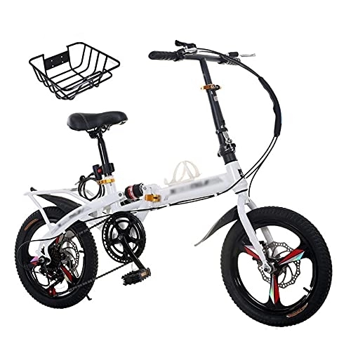 Folding Bike : Aoyo 20-inch Folding Bicycle Can Be Put In The Trunk, Ultra-light Portable Bicycles For Men And Women(Size:Variable speed white-single shock absorption)